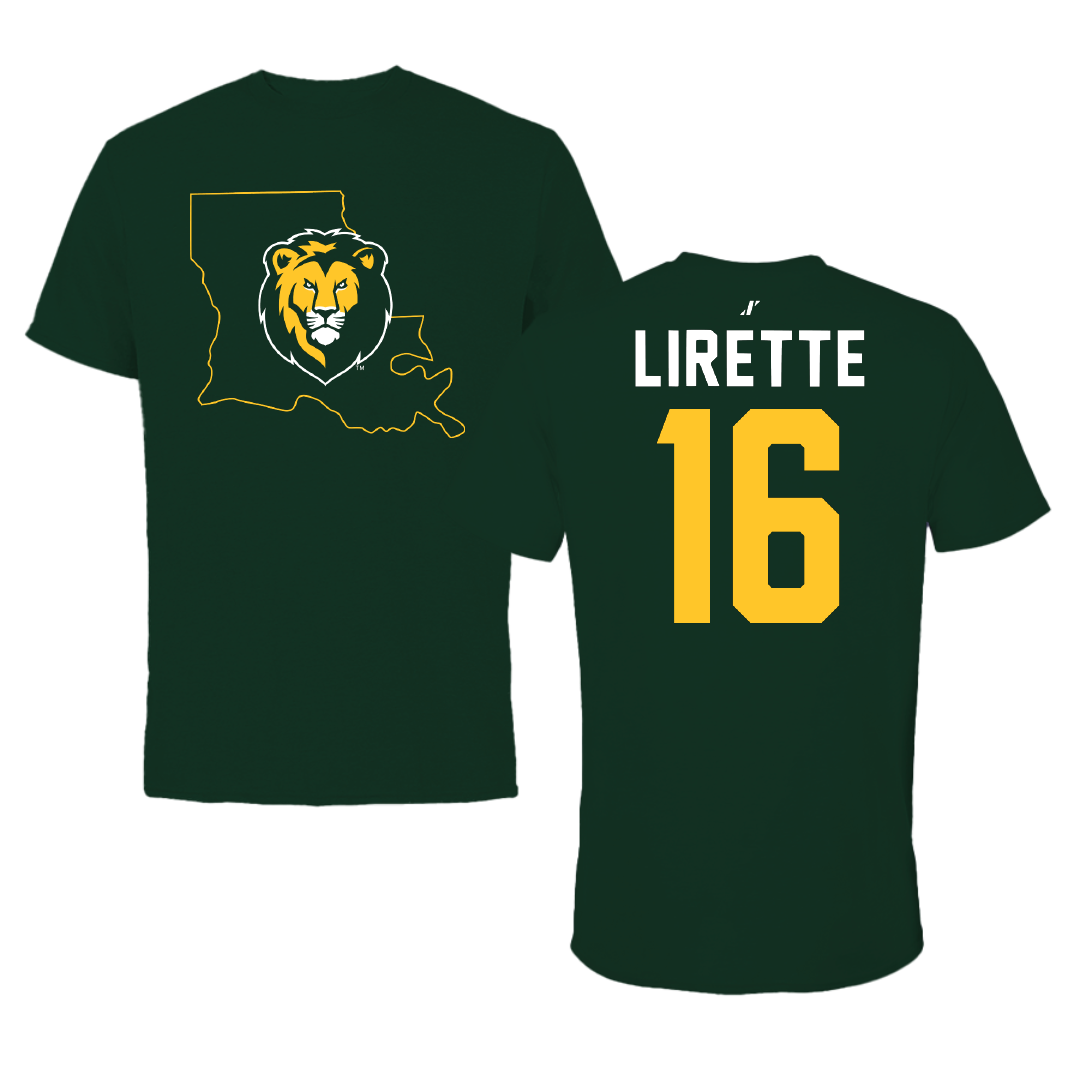 Southeastern Louisiana University Baseball Forest Green State Tee - #16 Luke Lirette