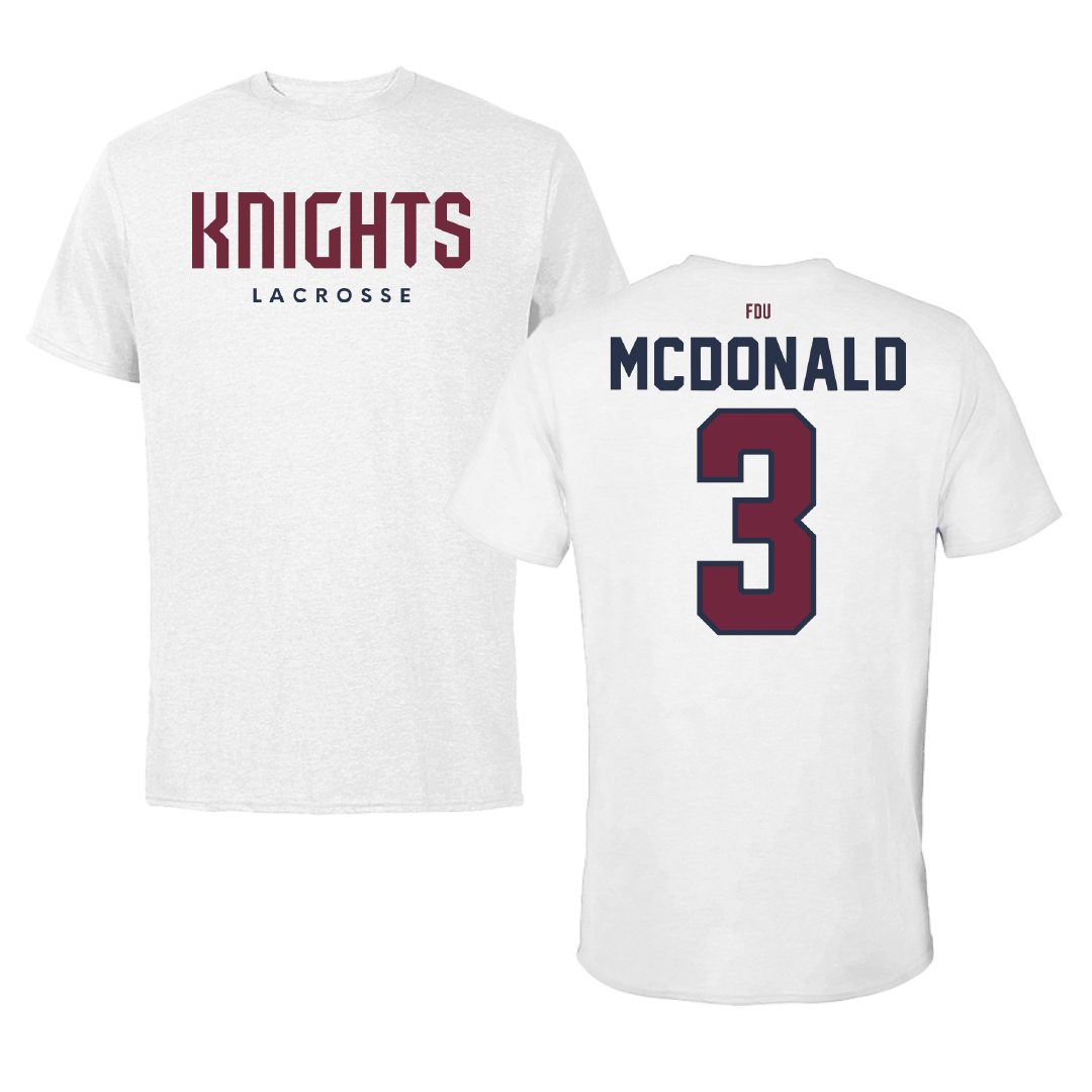 Fairleigh Dickinson University-Metropolitan Campus Lacrosse White Performance Tee - #3 Abigail McDonald