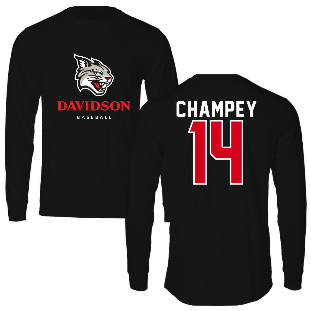 Davidson College Baseball Black Long Sleeve - #14 Brycen Champey