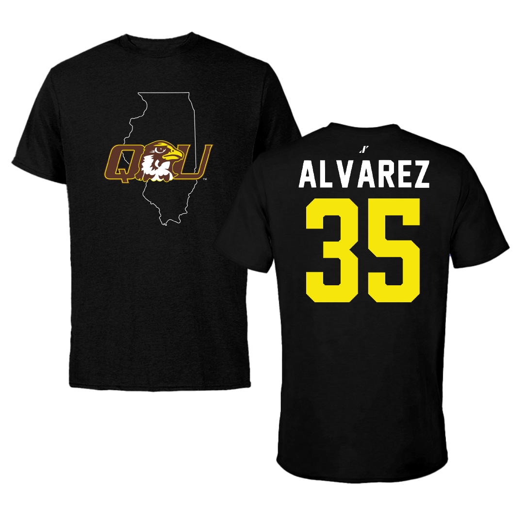 Quincy University Baseball Black State Performance Tee - #35 Mike Alvarez