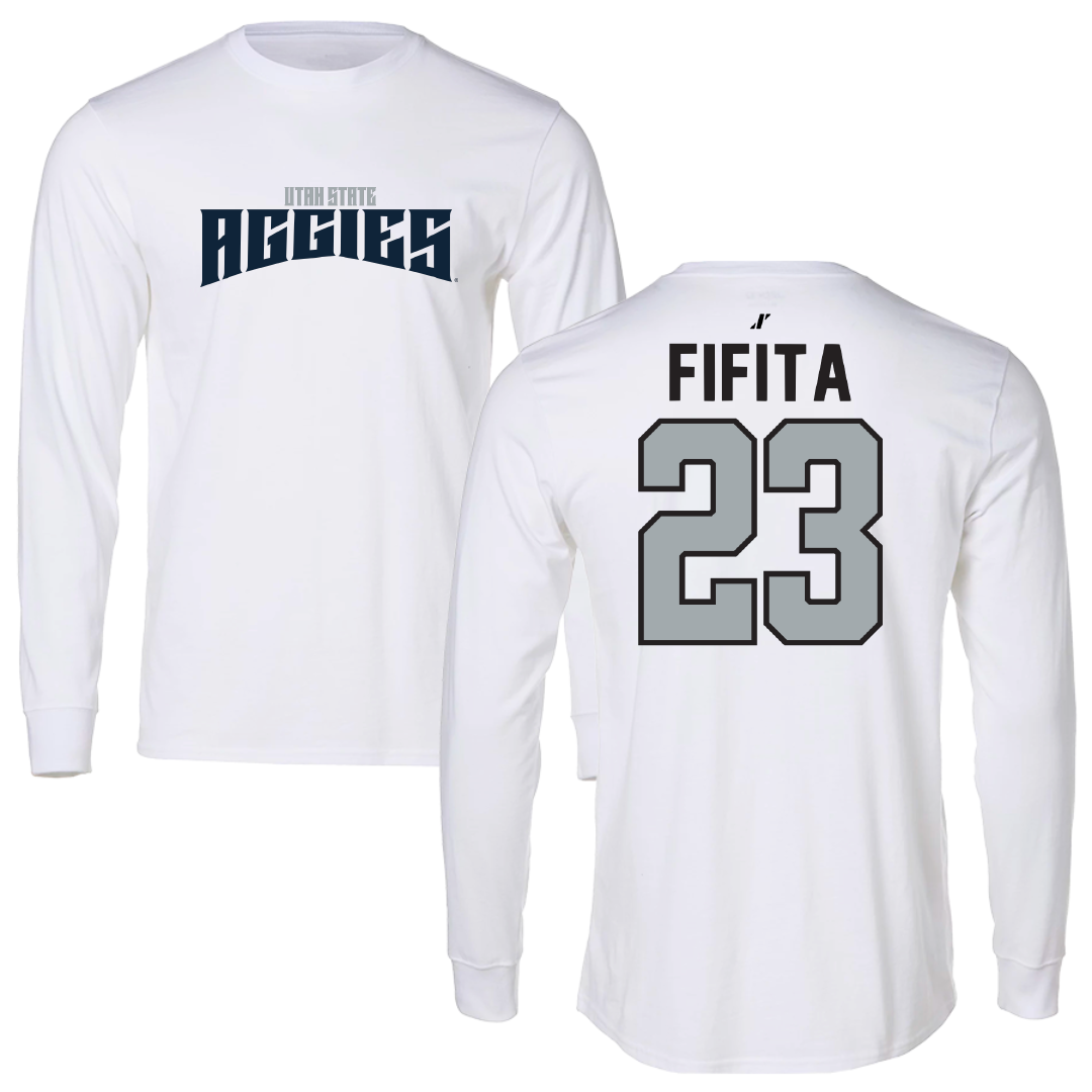 Utah State University Softball White Classic Performance Long Sleeve - #23 Ariel Fifita