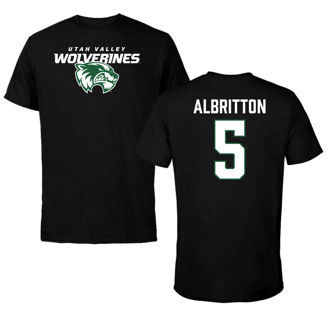 Utah Valley University Softball Black Wolverines Tee - #5 Danyé Albritton