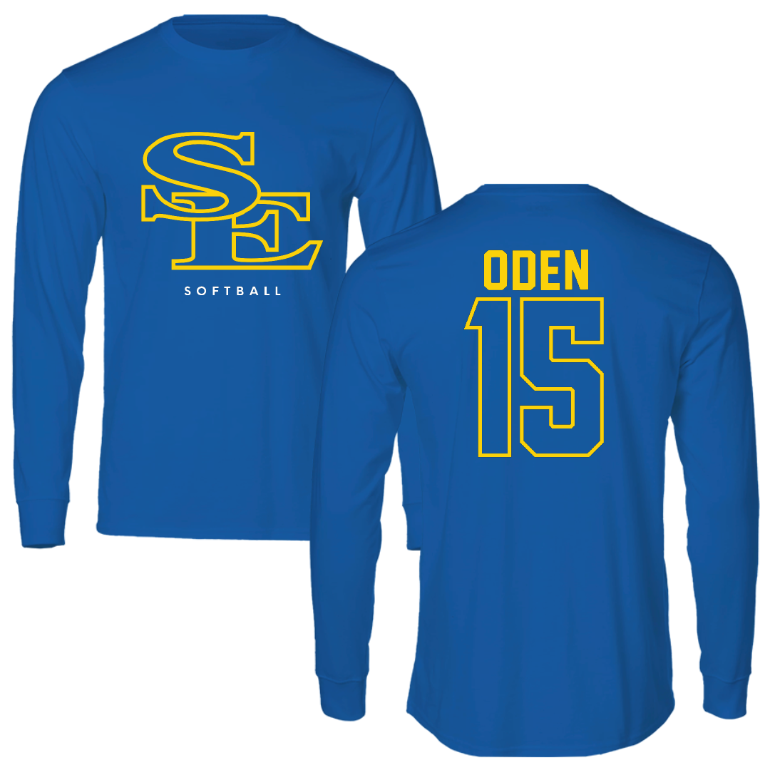 Southeastern Oklahoma State University Softball Blue Performance Long Sleeve - #15 Trinity Oden