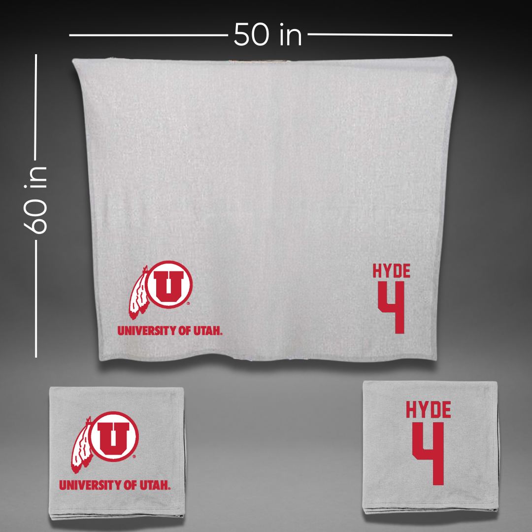 University of Utah Lacrosse Gray Blanket - #4 Jordan Hyde