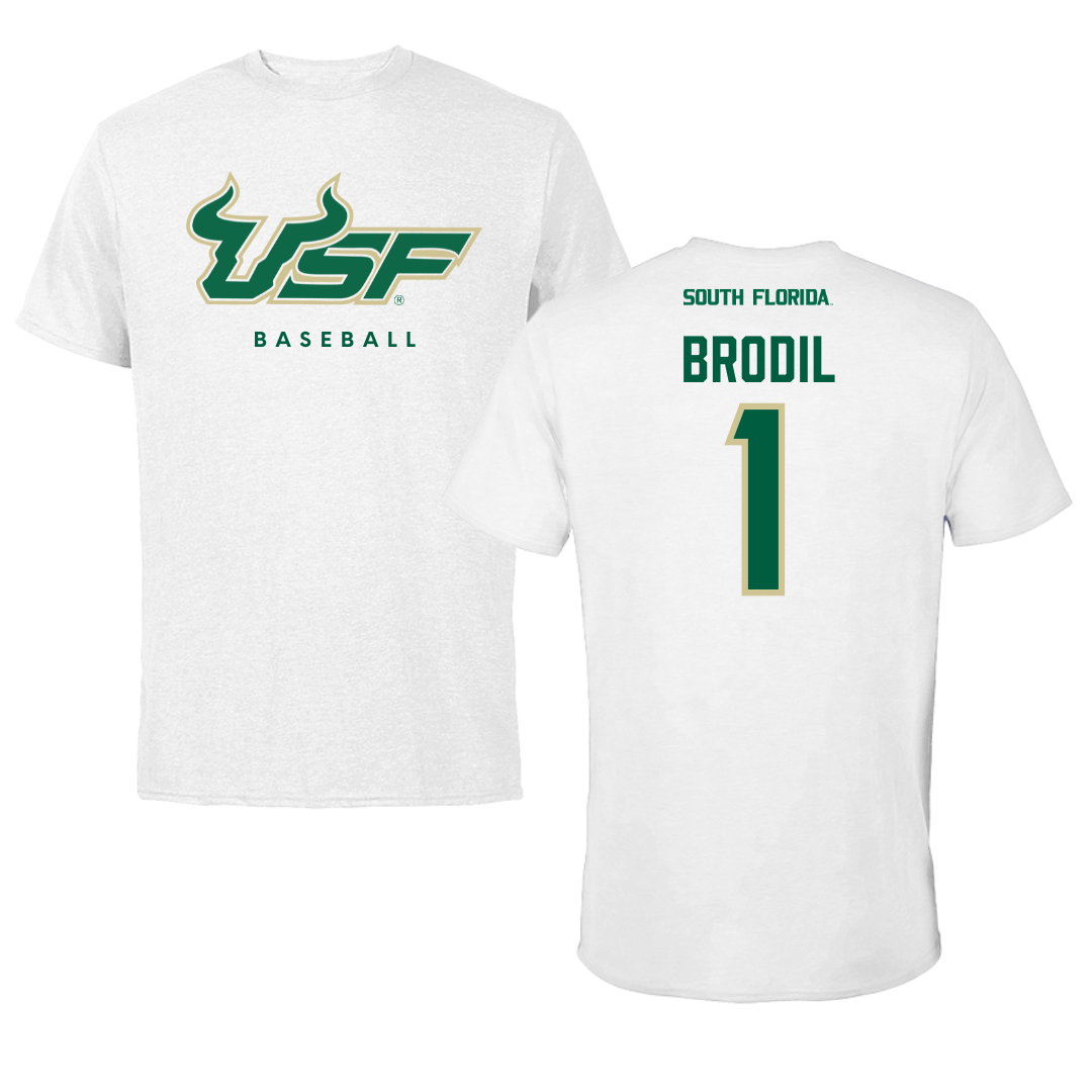 University of South Florida Baseball White Performance Tee - #1 Marcus Brodil