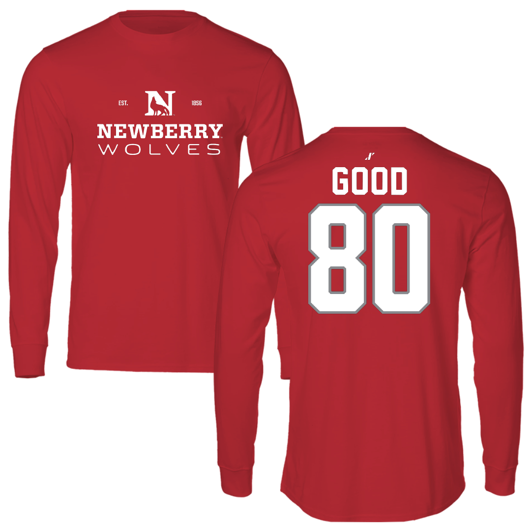 Newberry College Football Red General Performance Long Sleeve - #80 Shaquil Good