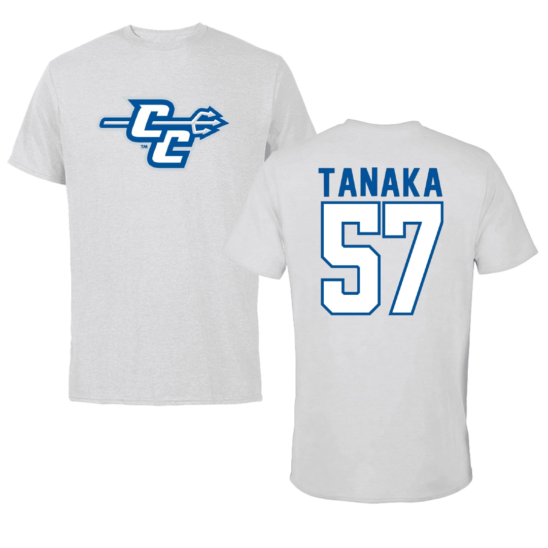 Central Connecticut State University Football Light Gray Tee - #57 Shin Tanaka