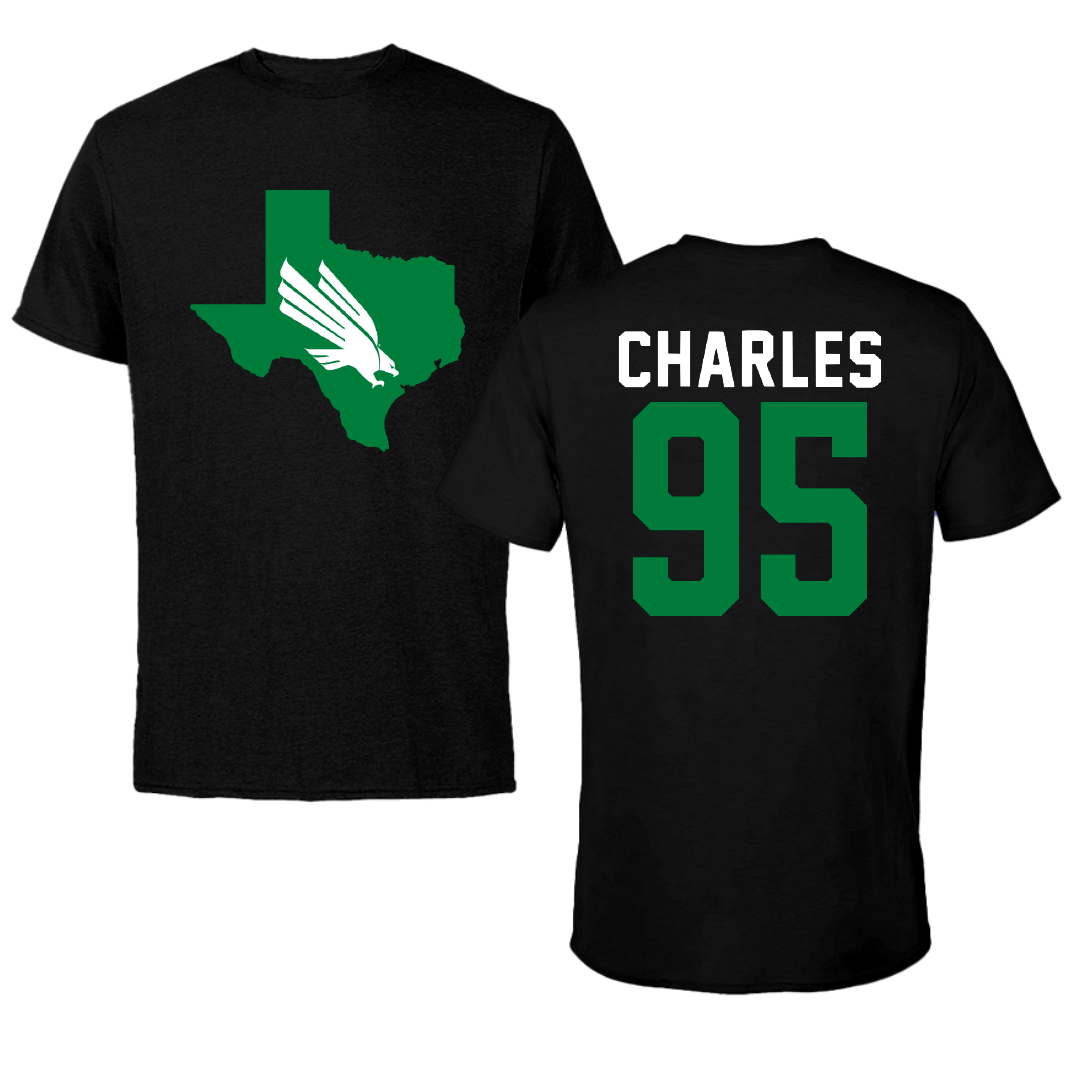 University of North Texas Football Black Tee - #95 Breylon Charles