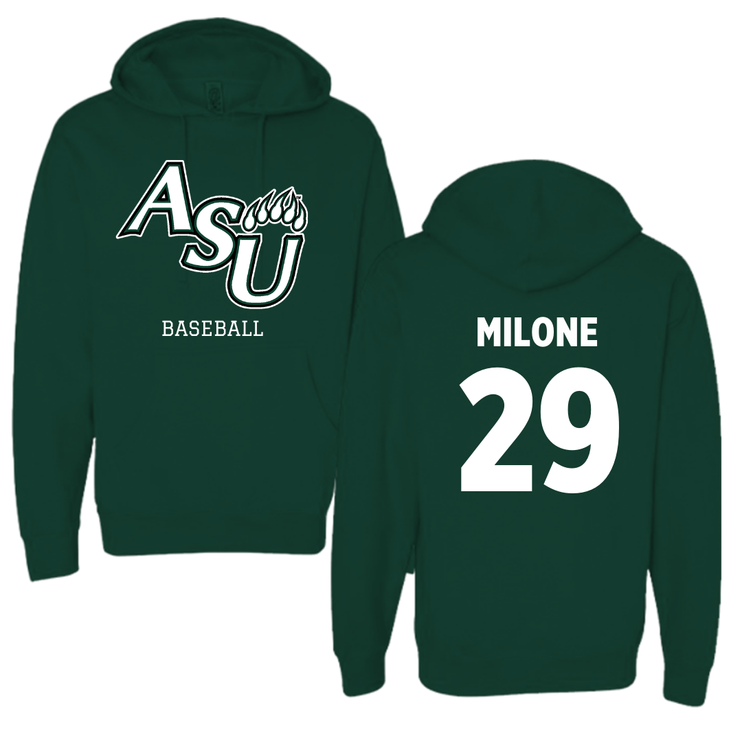 Adams State University Baseball Forest Green Block Hoodie - #29 Alex Milone