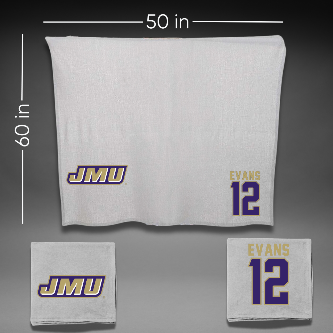 James Madison University Football Gray Blanket - #12 JC Evans