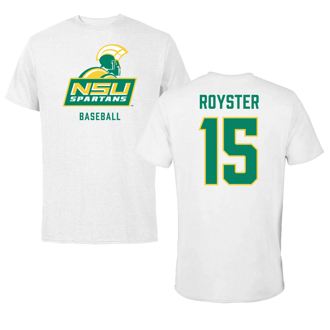 Norfolk State University Baseball White Performance Tee - #15 Liam Royster