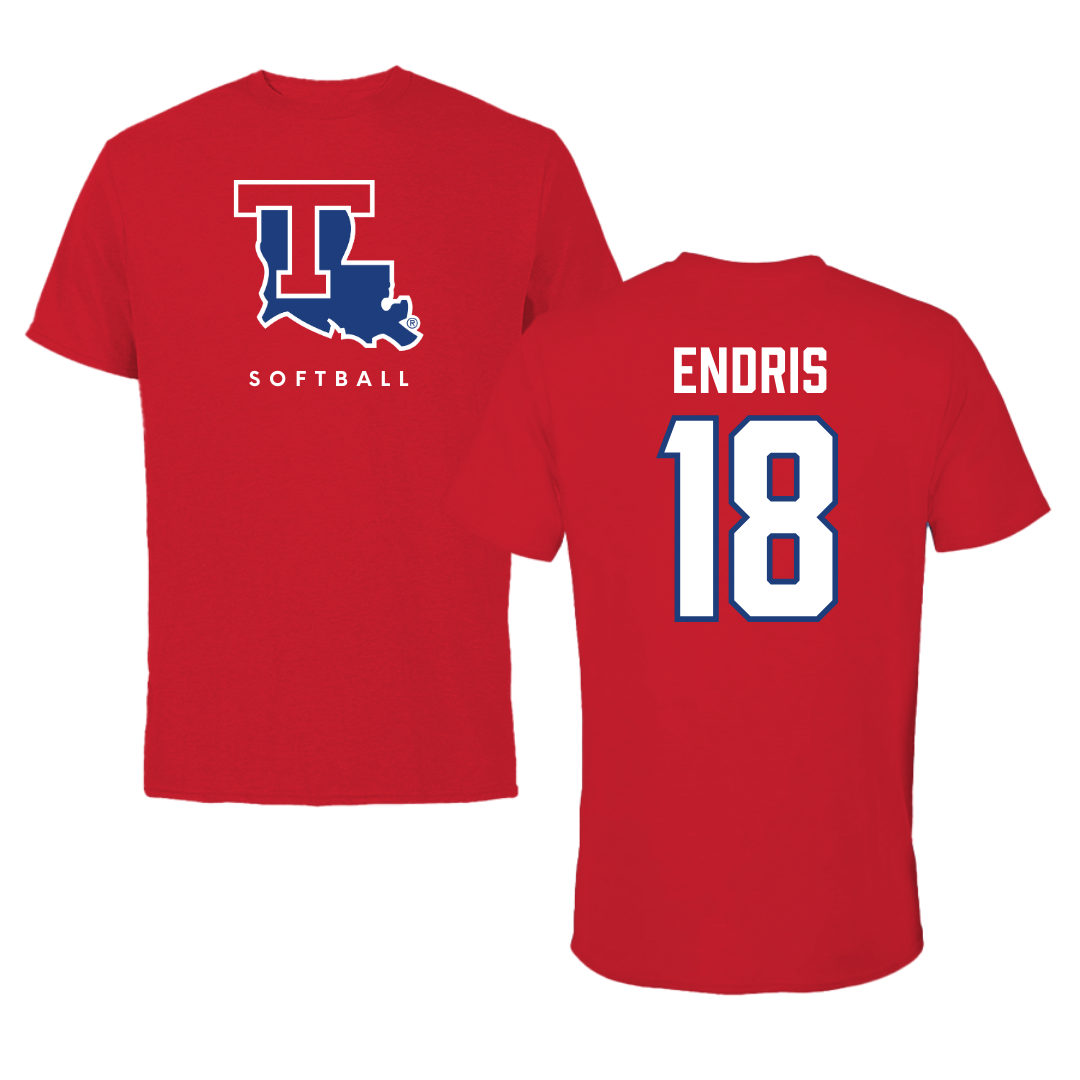 Louisiana Tech University Softball Red Performance Tee - #18 Paris Endris