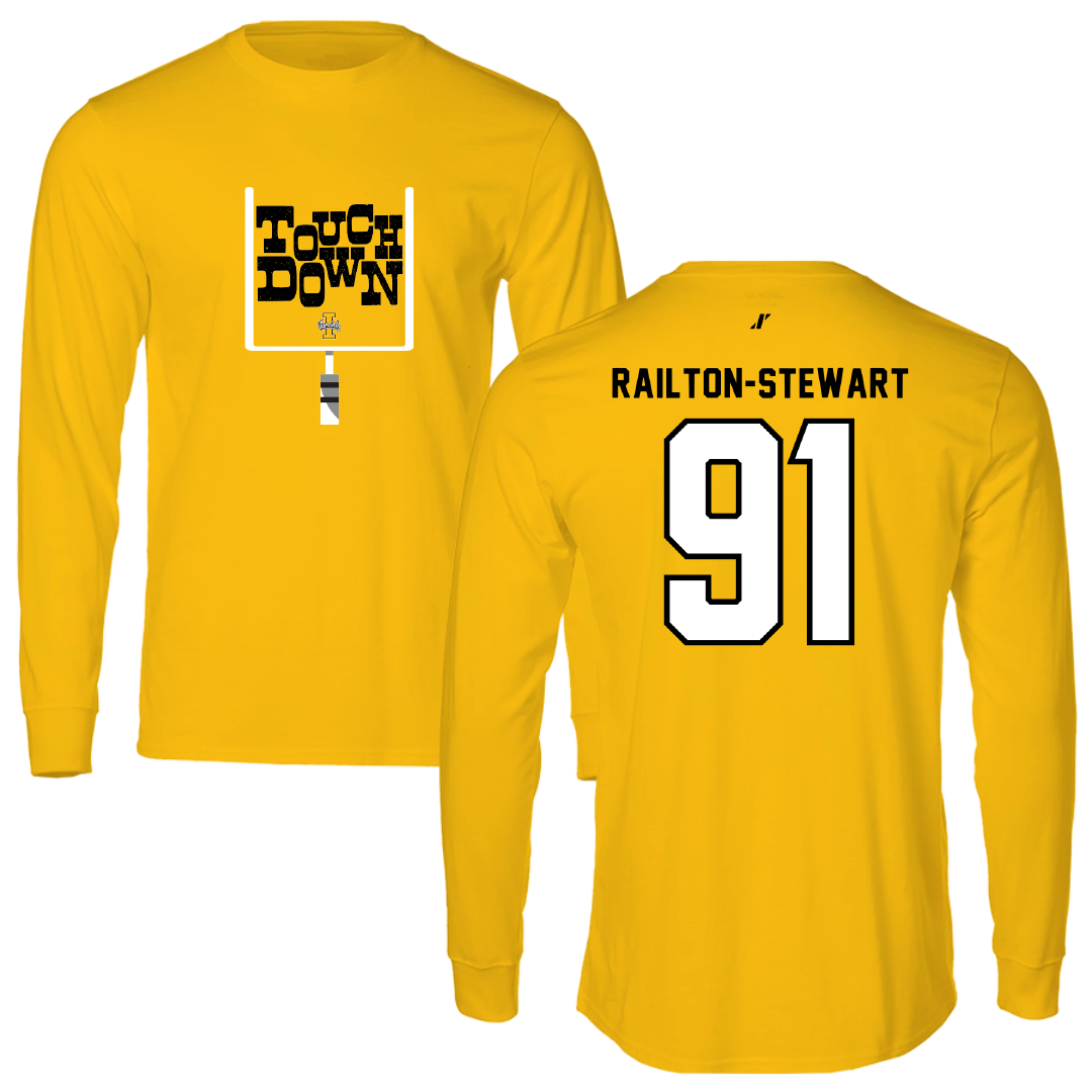 University of Idaho Football Gold Touchdown Long Sleeve - #91 Malakai Railton-Stewart