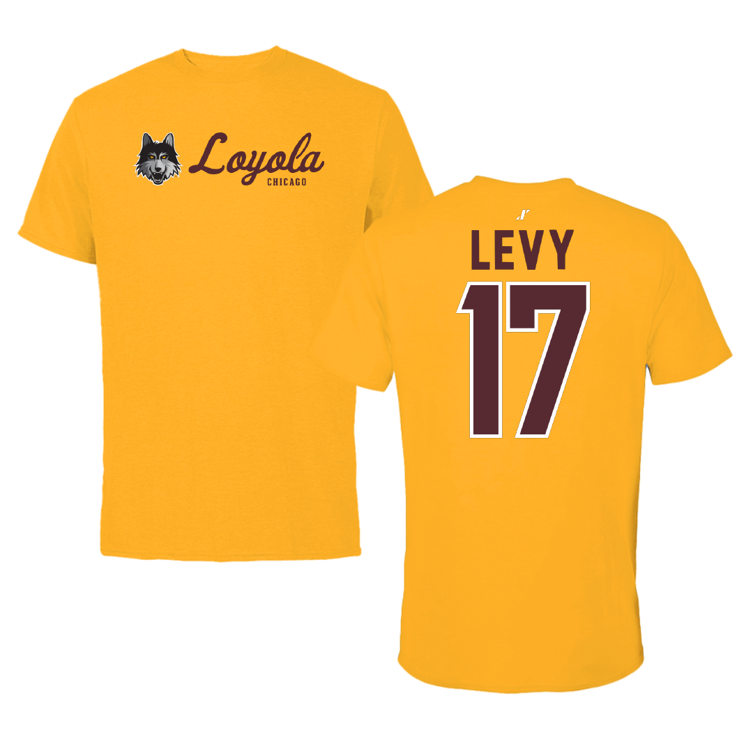 Loyola University-Chicago Soccer Gold General Performance Tee - #17 Dylan Levy