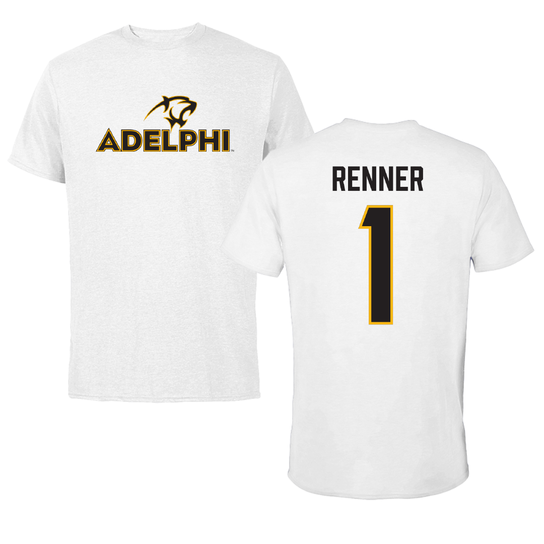Adelphi University Lacrosse White Tee - #1 Dylan Renner