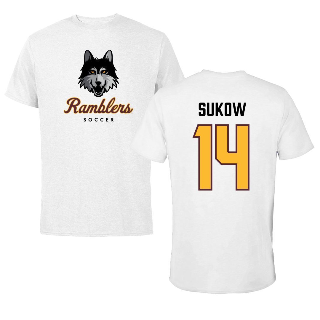 Loyola University-Chicago Soccer White Ramblers Tee - #14 Jason Sukow