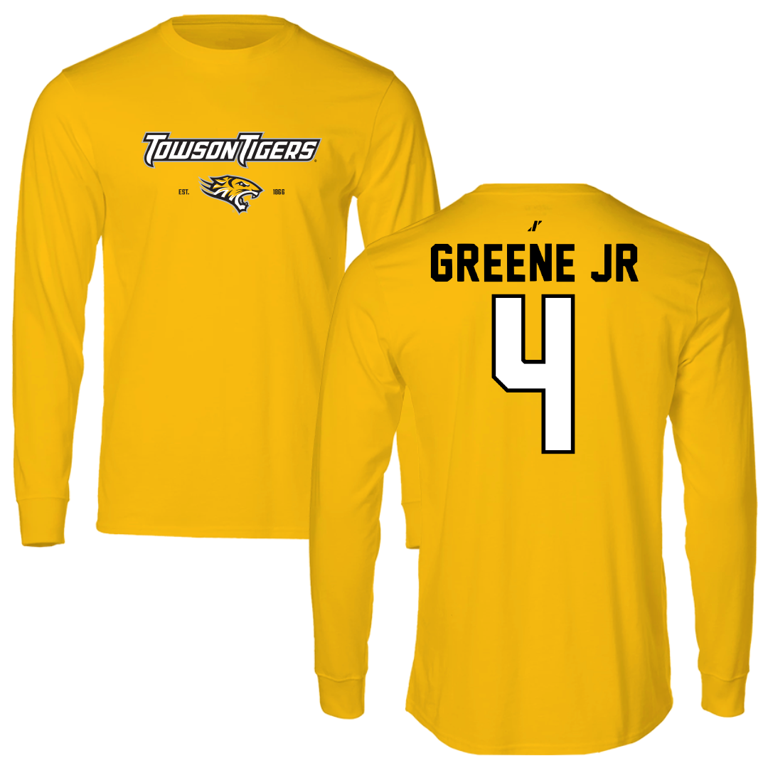 Towson University Football Gold General Performance Long Sleeve - #4 Tyrell Greene Jr