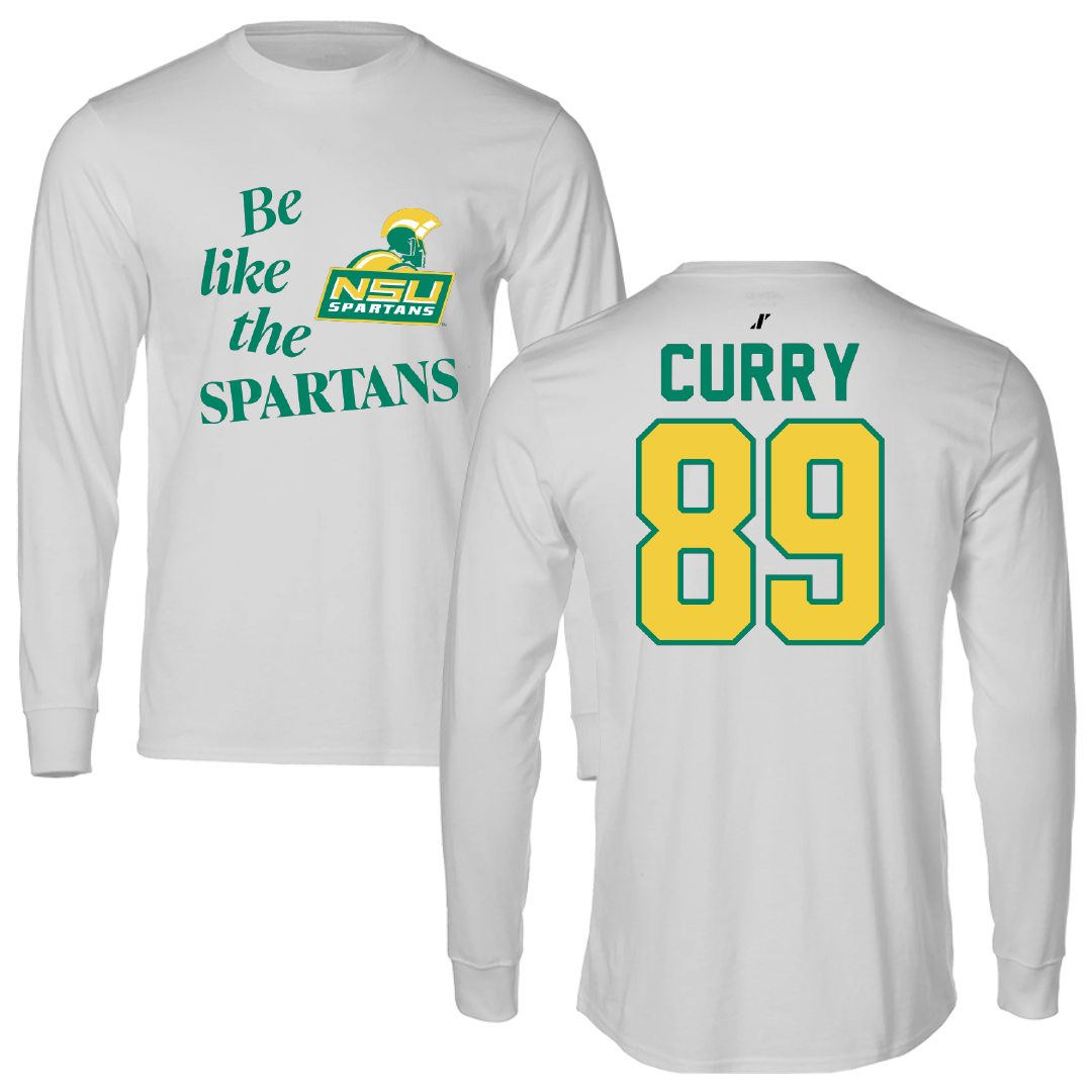 Norfolk State University Football Light Gray Be Like Us Performance Long Sleeve - #89 Michael Curry