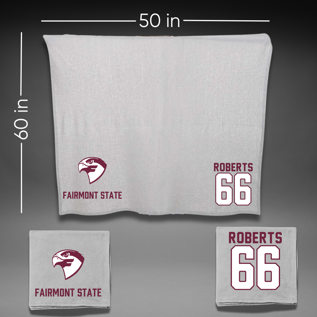 Fairmont State University Football Gray Blanket - #66 Nemo Roberts