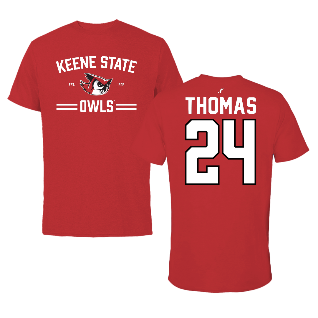 Keene State College Baseball Red General Performance Tee - #24 Cam Thomas