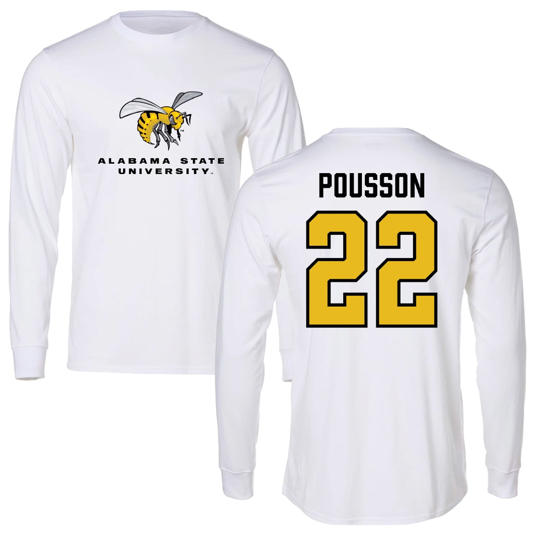 Alabama State University Softball White Block Long Sleeve - #22 Kohanna Pousson