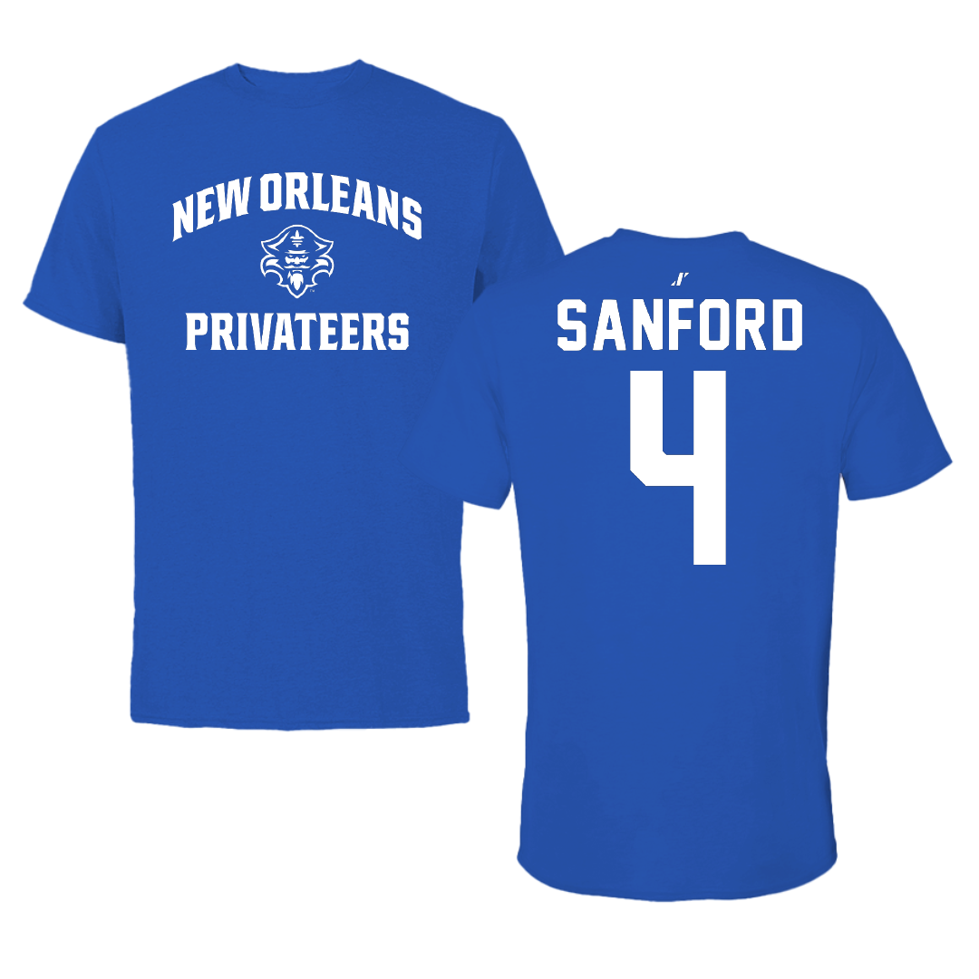 University of New Orleans Baseball Blue General Performance Tee - #4 Mitchell Sanford