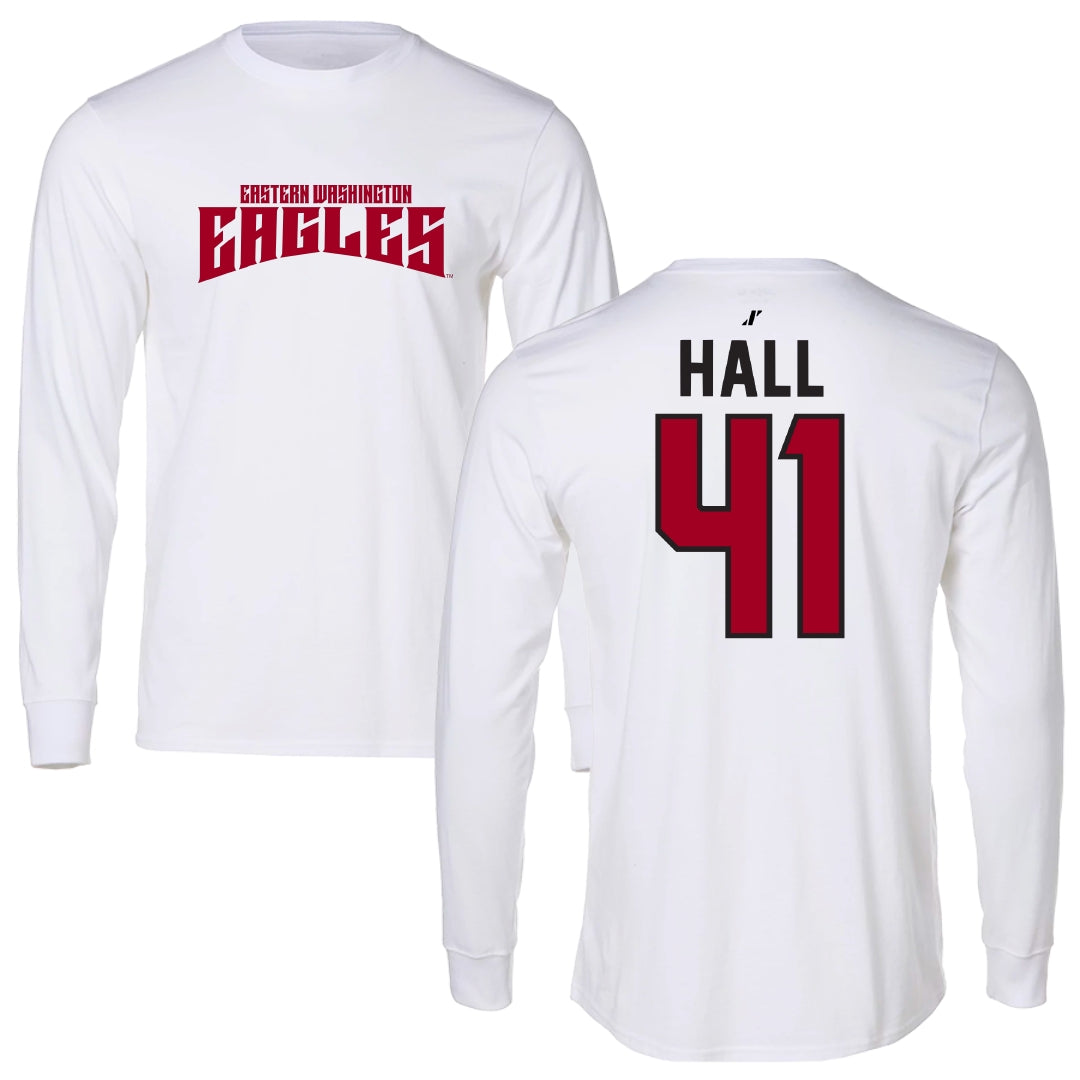 Eastern Washington University Basketball White Classic Long Sleeve - #41 Addison Hall