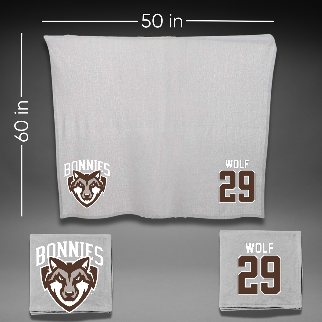 St. Bonaventure University Baseball Gray Blanket - #29 Conor Wolf