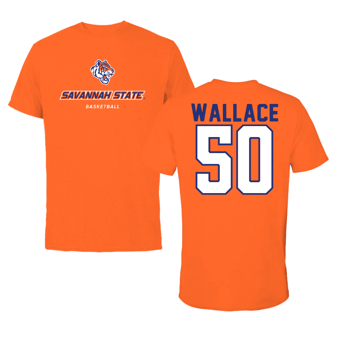 Savannah State University Basketball Orange Performance Tee - #50 Xavier Wallace