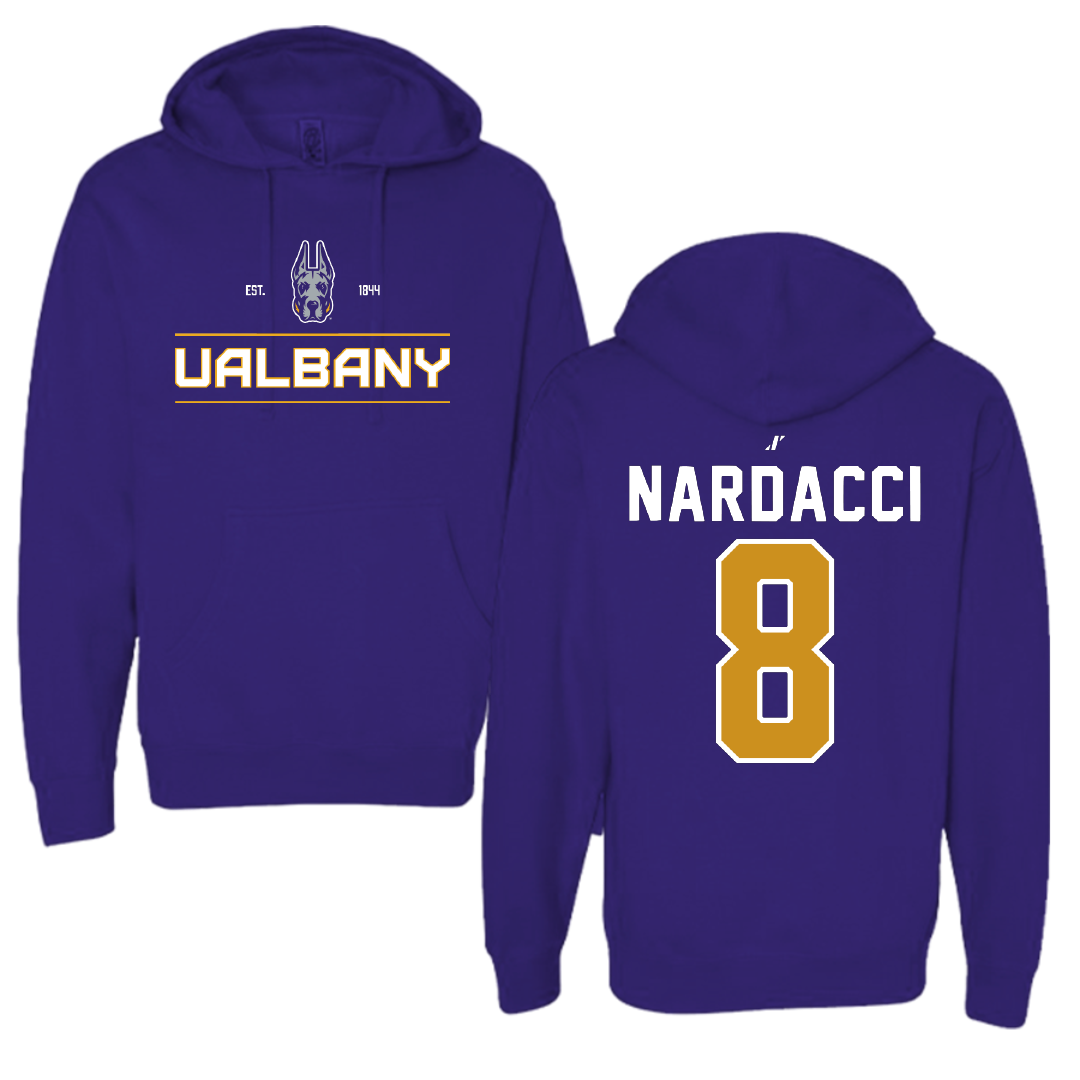 University at Albany Baseball Purple General Hoodie - #8 Ethan Nardacci