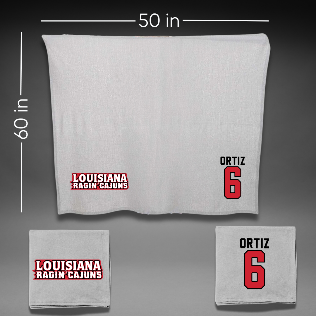 University of Louisiana at Lafayette Soccer Gray Blanket - #6 Lucy Ortiz