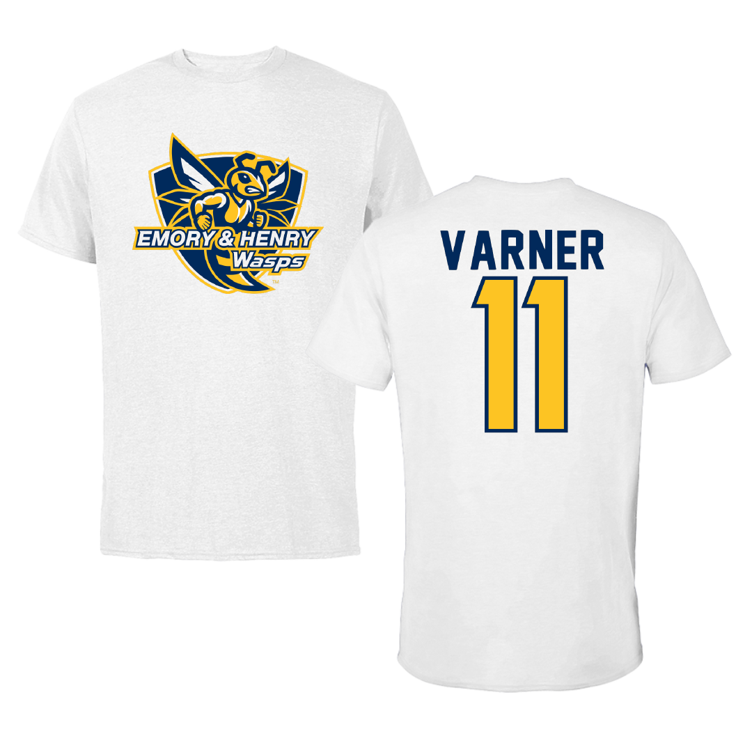 Emory & Henry College Baseball White Performance Tee - #11 Cade Varner