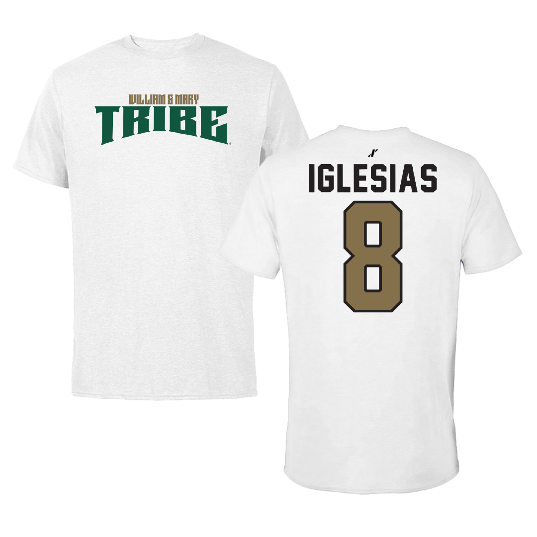 William & Mary Soccer White Classic Tee - #8 Leah Iglesias