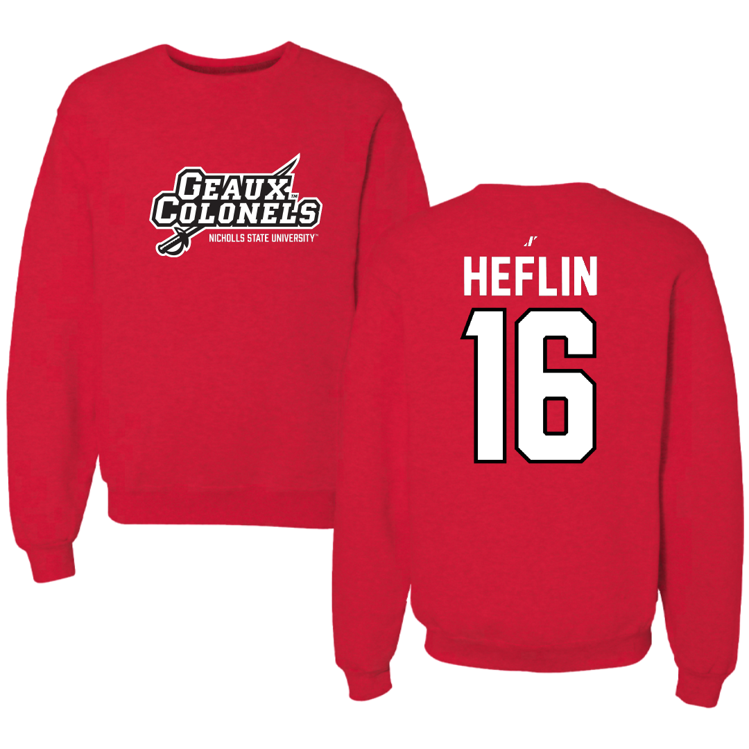 Nicholls State University Softball Red General Crewneck - #16 Reagan Heflin