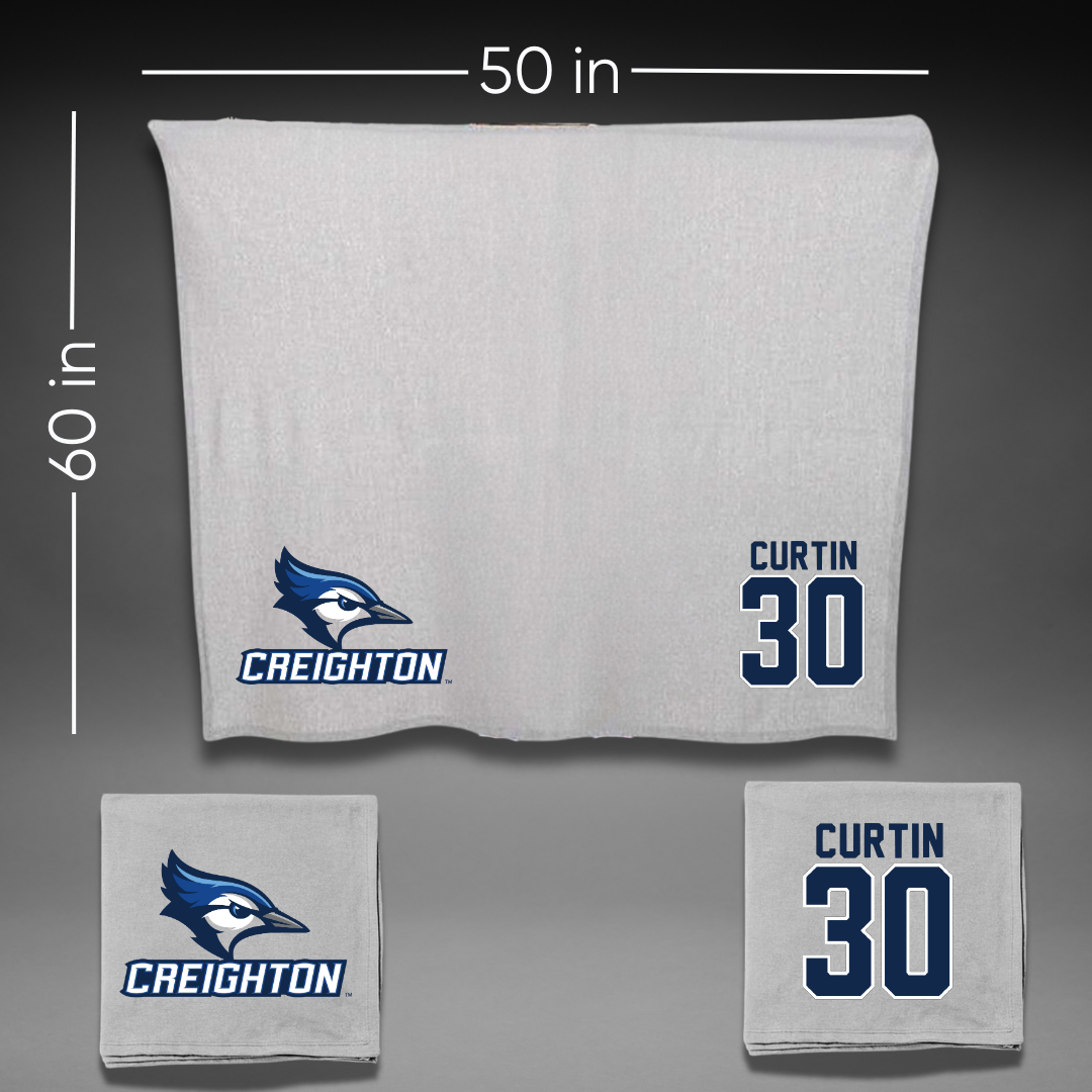 Creighton University Baseball Gray Blanket - #30 Shane Curtin