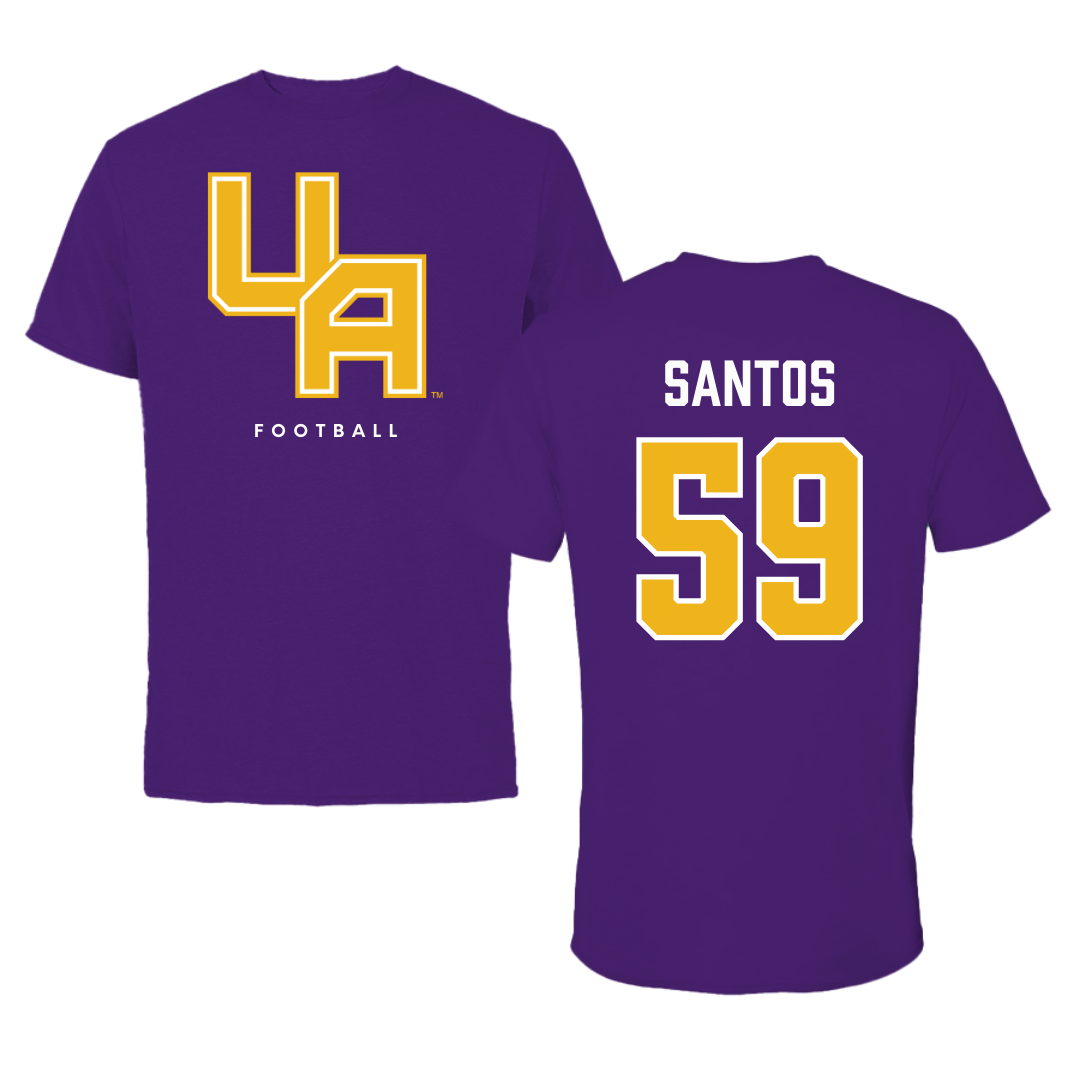 University at Albany Football Purple Block Tee - #59 Kenneth Santos