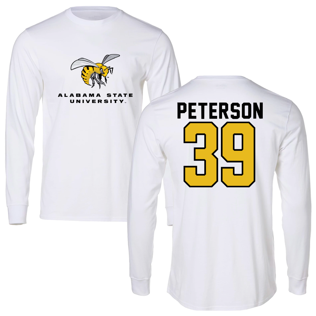 Alabama State University Baseball White Block Long Sleeve - #39 Joshua Peterson