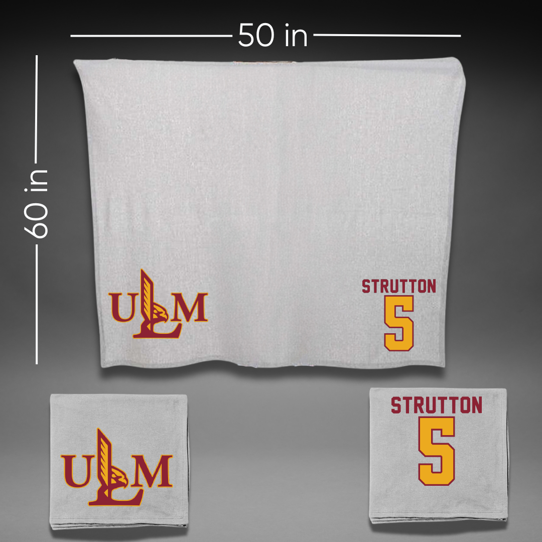 University of Louisiana Monroe Soccer Gray Blanket - #5 Beth Strutton