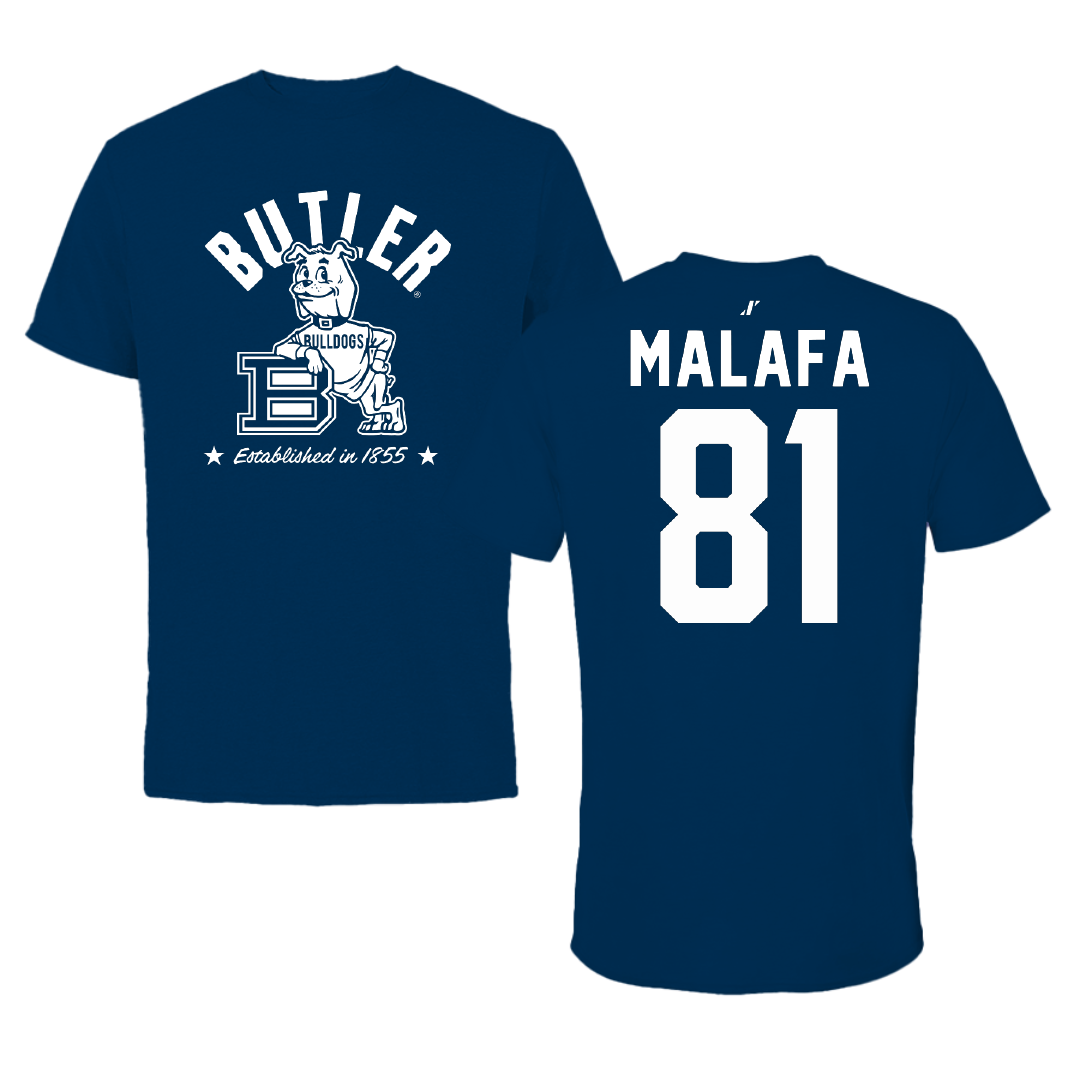 Butler University Football Navy General Performance Tee - #81 Ethan Malafa