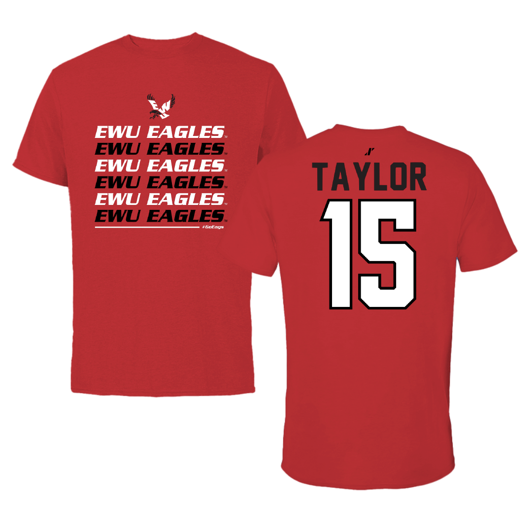 Eastern Washington University Football Red General Tee - #15 Jared Taylor