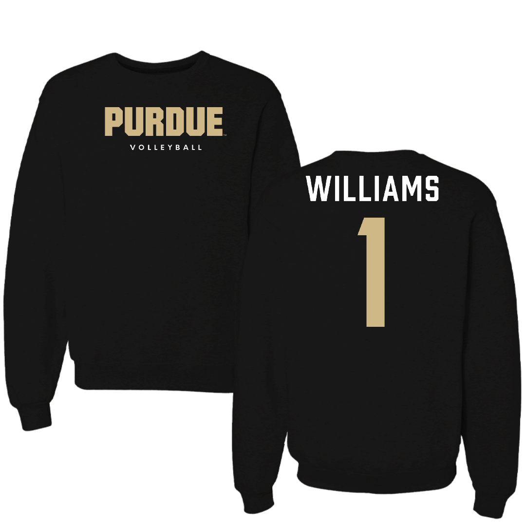 Purdue University Volleyball Black Crewneck - #1 Rachel Williams