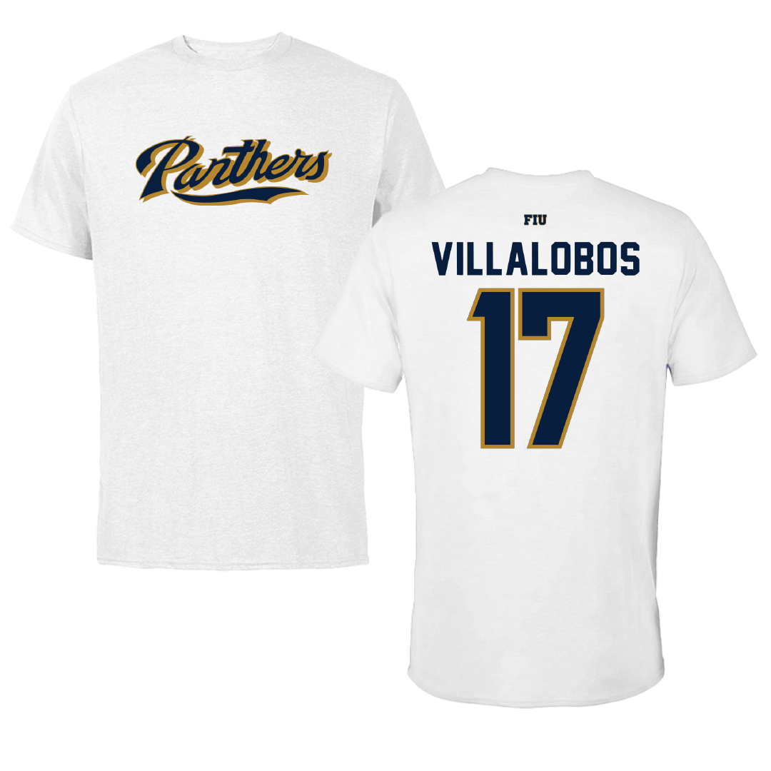 Florida International University Soccer White Performance Tee - #17 Nicolas Villalobos