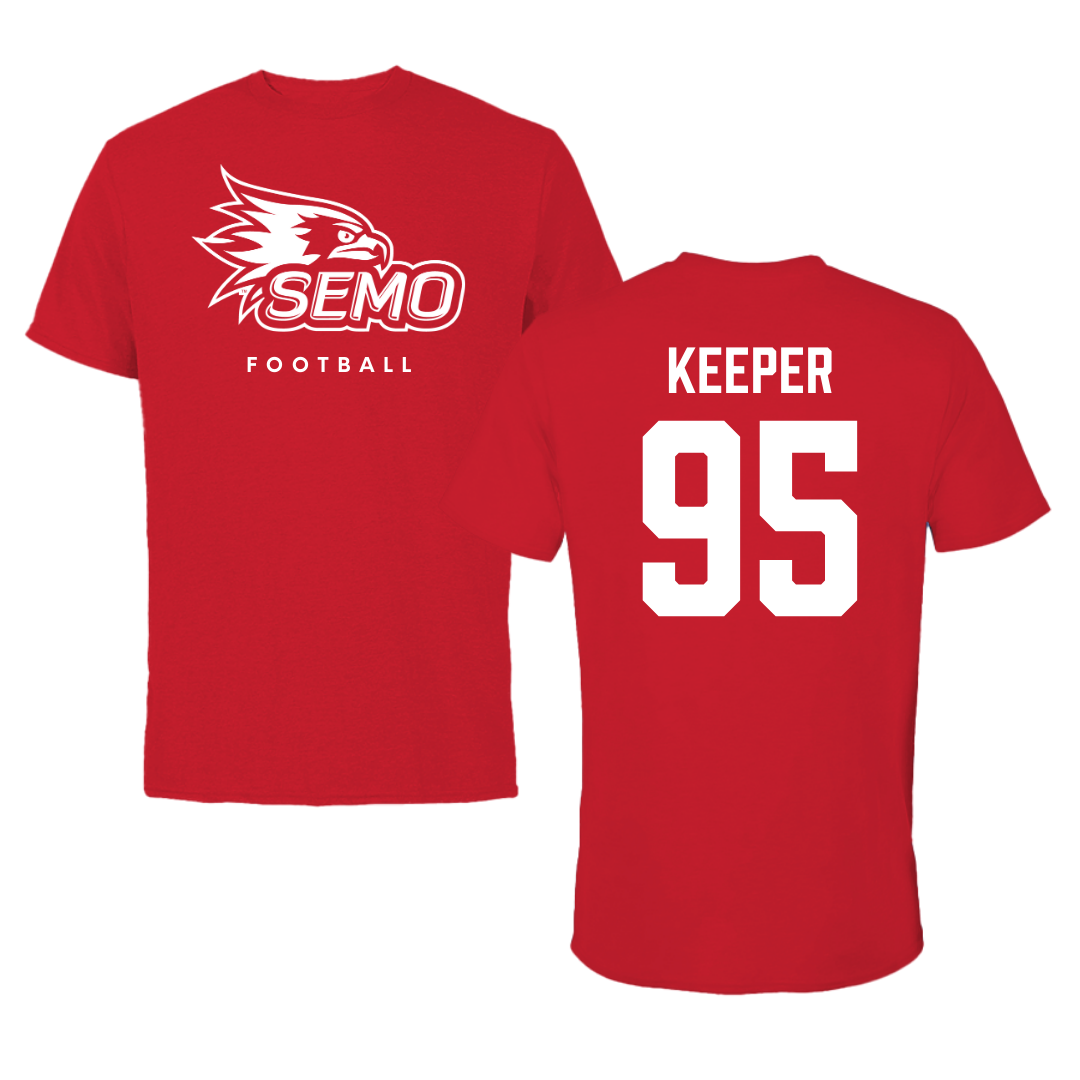 Southeast Missouri State University Football Red Performance Tee - #95 Sam Keeper
