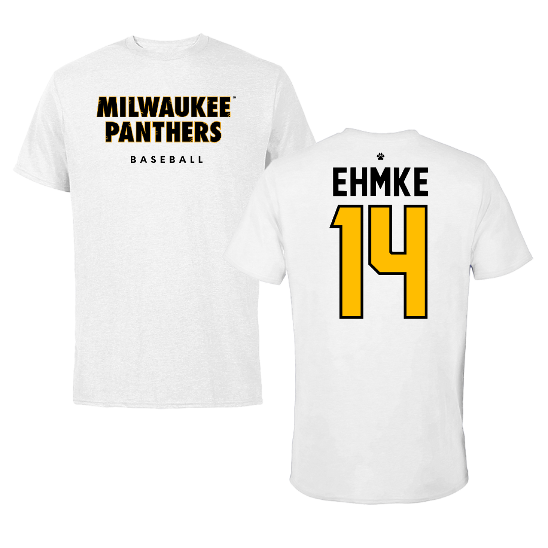 University of Wisconsin-Milwaukee Baseball White Performance Tee - #14 Aric Ehmke