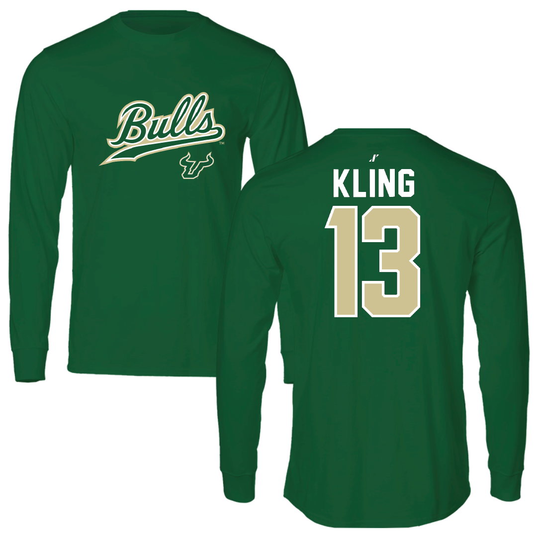 University of South Florida Baseball Green General Long Sleeve - #13 Corey Kling