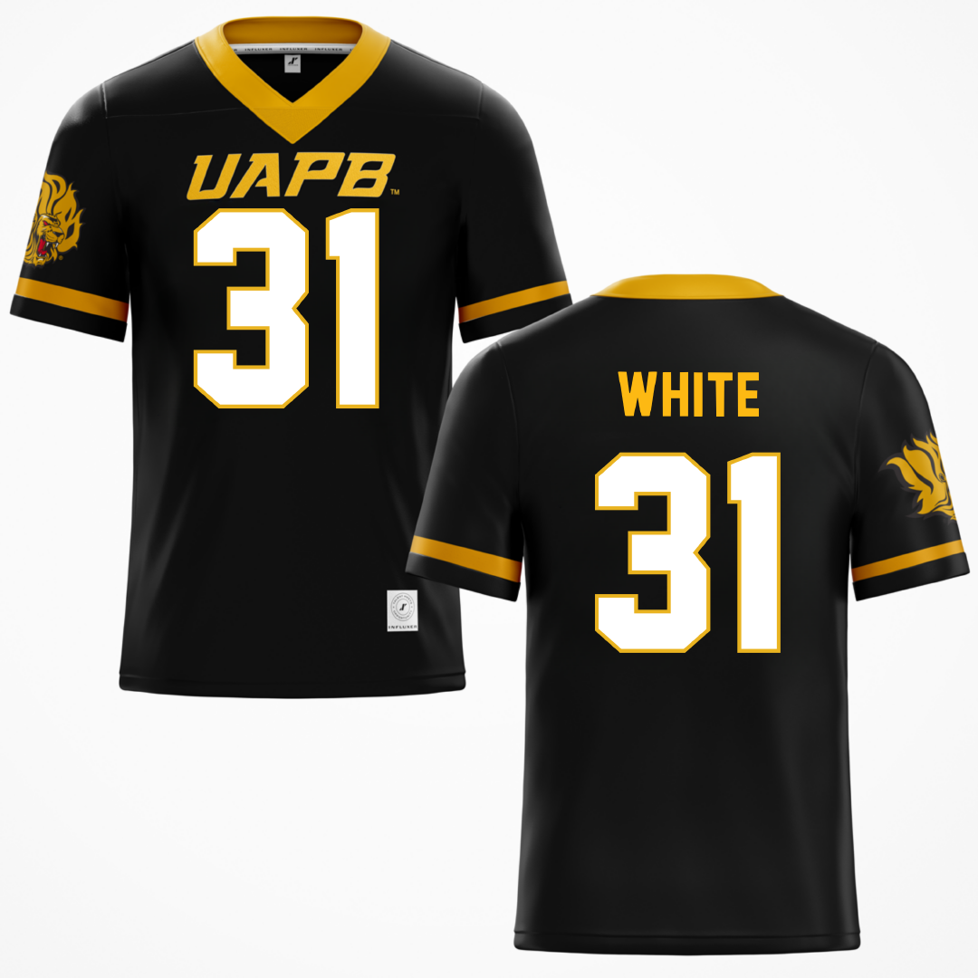 University of Arkansas-Pine Bluff Black Football Jersey - #31 Jaylen White