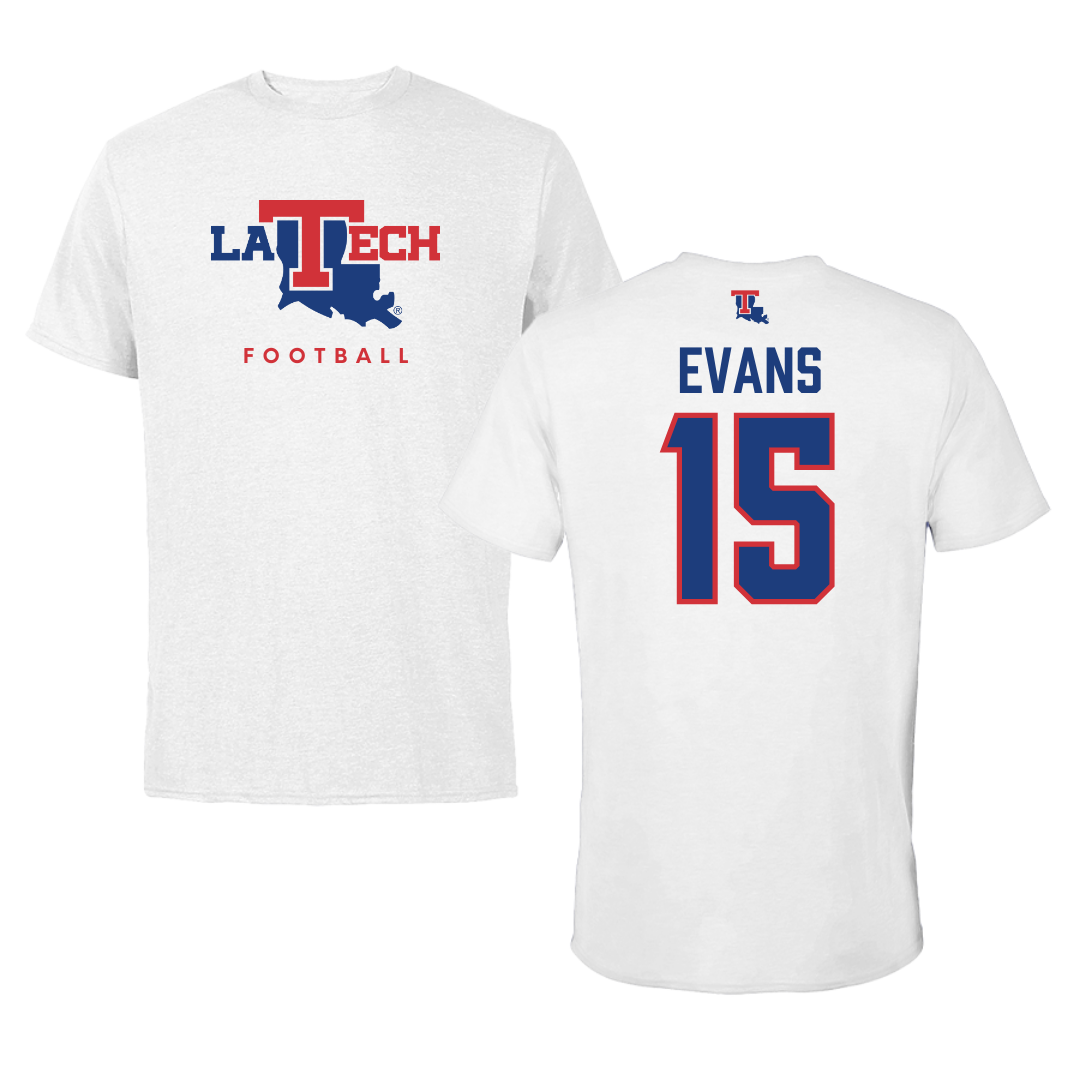 Louisiana Tech University Football White Performance Tee - #15 Jessie Evans
