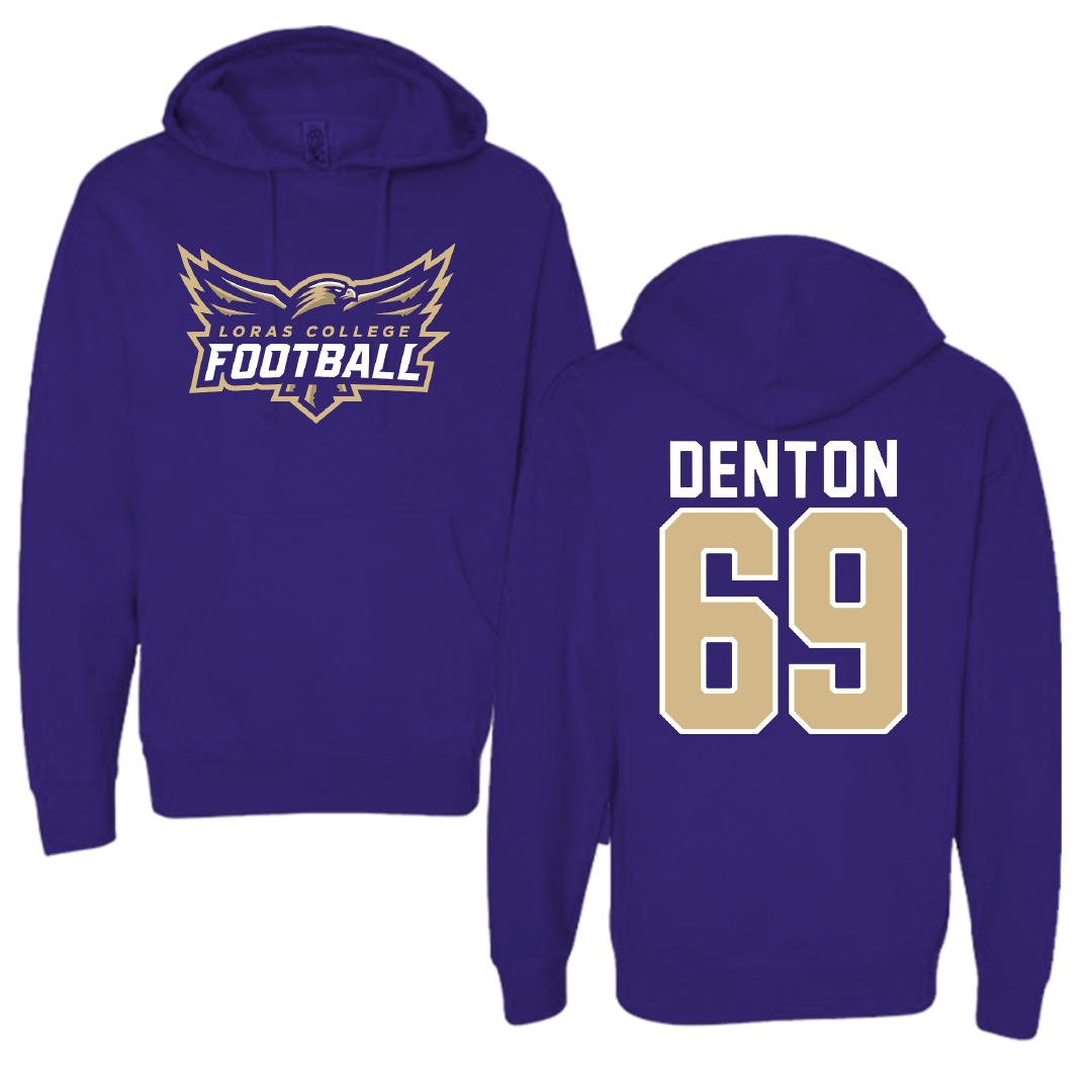 Loras College Football Purple Football Hoodie - #69 Eli Denton