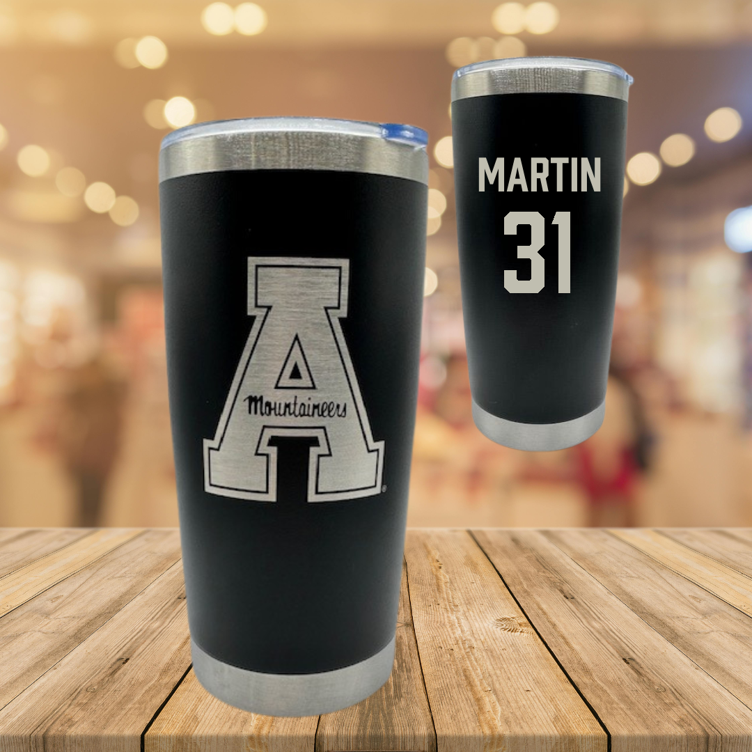Appalachian State University Softball Black Stainless Steel Tumbler - #31 Sidney Martin