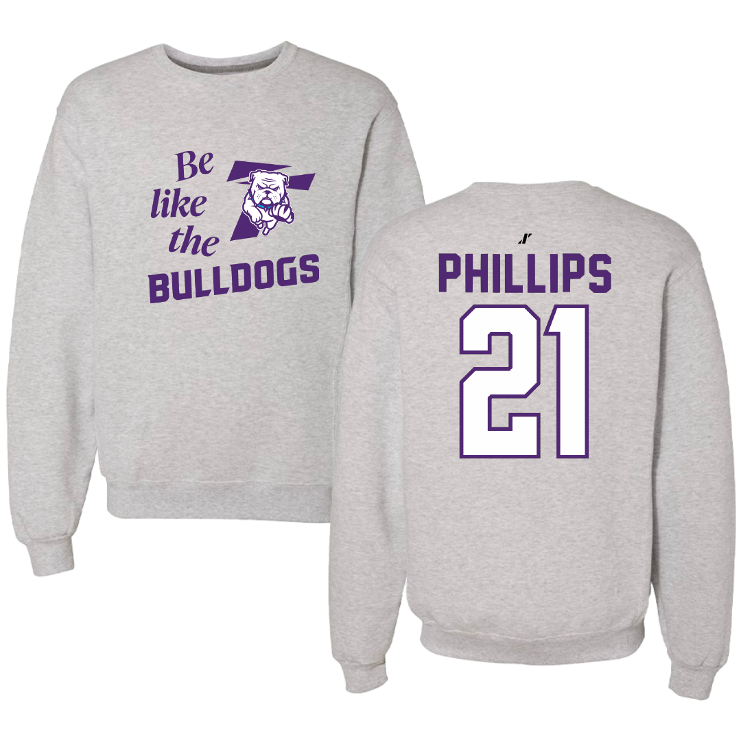 Truman State University Baseball Light Gray Be Like Us Crewneck - #21 Nick Phillips